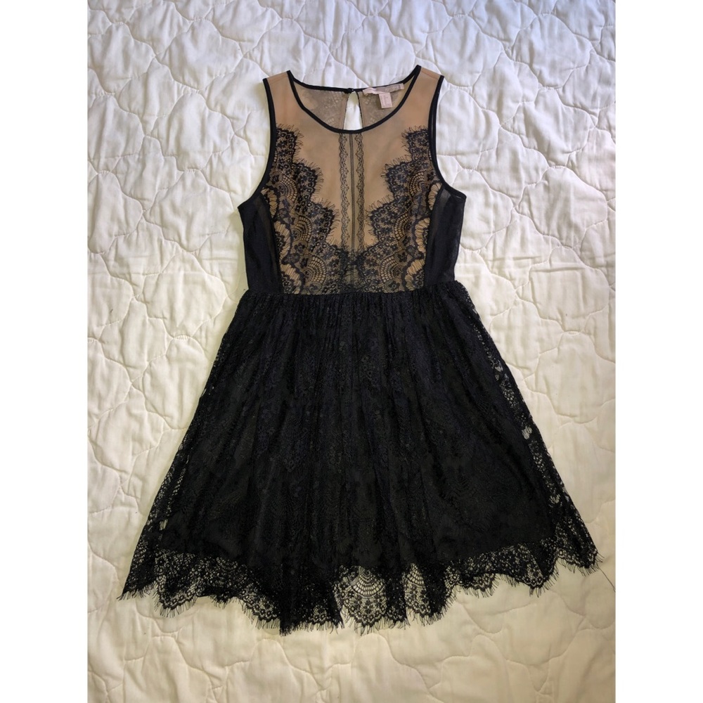 SHEER, open back, pinched waist dress